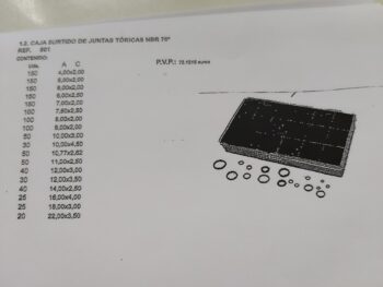 caja de juntas tóricas